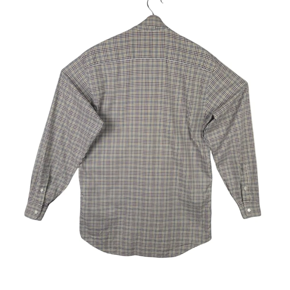 Lorenzini Italy Men's L Green Red Blue Check Long Sleeve Button Down Shirt - Picture 3 of 10
